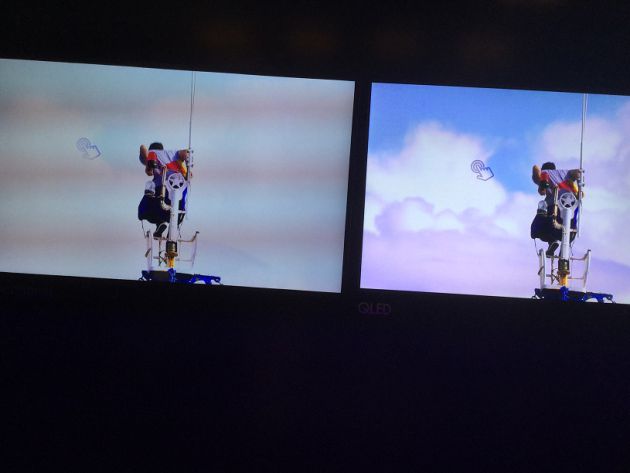 Imagen de la izquierda de un televisor convencional y a la derecha un televisor de QLED Imagen de la izquierda de un televisor convencional y a la derecha un televisor de QLED