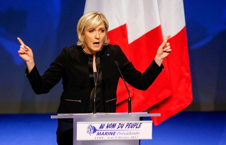 Marine Le Pen durante un acto de partido a principios de febrero Marine Le Pen durante un acto de partido a principios de febrero