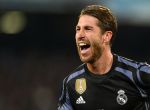 NAPLES, ITALY - MARCH 07: Sergio Ramos of Real Madrid celebrates after scoring goal 1-2 during the UEFA Champions League Round of 16 second leg match between SSC Napoli and Real Madrid CF at Stadio San Paolo on March 7, 2017 in Naples, Italy. (Photo by Francesco Pecoraro/Getty Images)