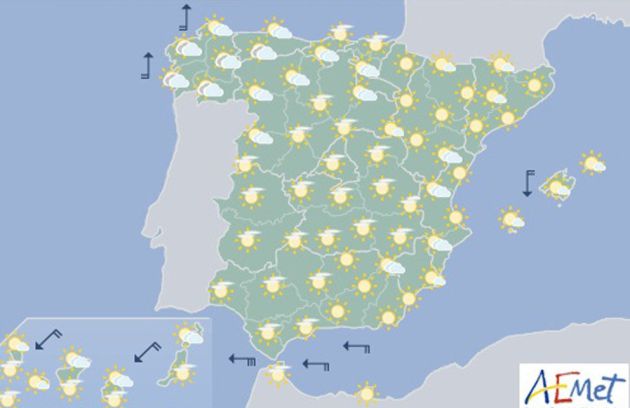 Mapa significativo elaborado por la Agencia Estatal de Meteorología (AEMET). Mapa significativo elaborado por la Agencia Estatal de Meteorología (AEMET).
