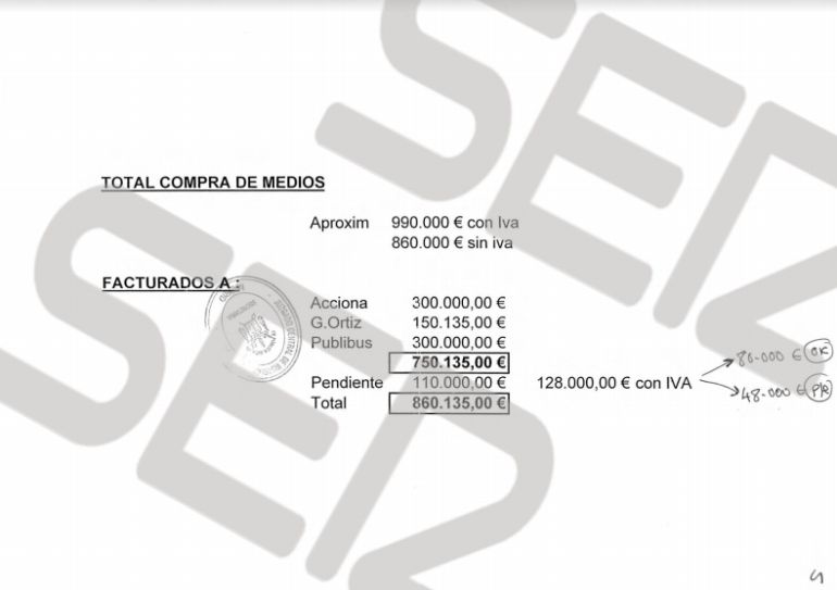 Documento al que ha tenido acceso la Cadena SER. Documento al que ha tenido acceso la Cadena SER.