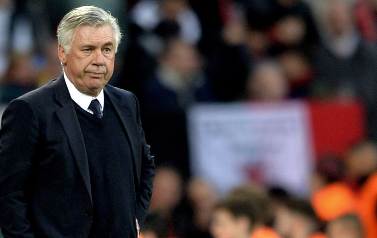 Ancelotti durante el partido ante el Leverkusen. Ancelotti durante el partido ante el Leverkusen.