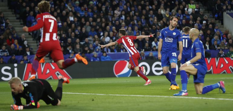Saúl marca al Leicester para acercar al Atlético a las semifinales de la Champions. Saúl marca al Leicester para acercar al Atlético a las semifinales de la Champions.