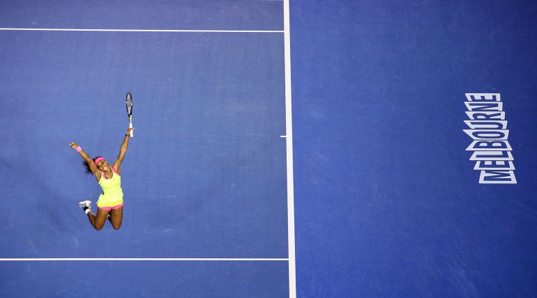 Serena Williams celebra su triunfo en Melbourne Serena Williams celebra su triunfo en Melbourne