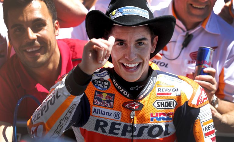 Marc Márquez celebra su victoria en el GP de Las Américas. Marc Márquez celebra su victoria en el GP de Las Américas.