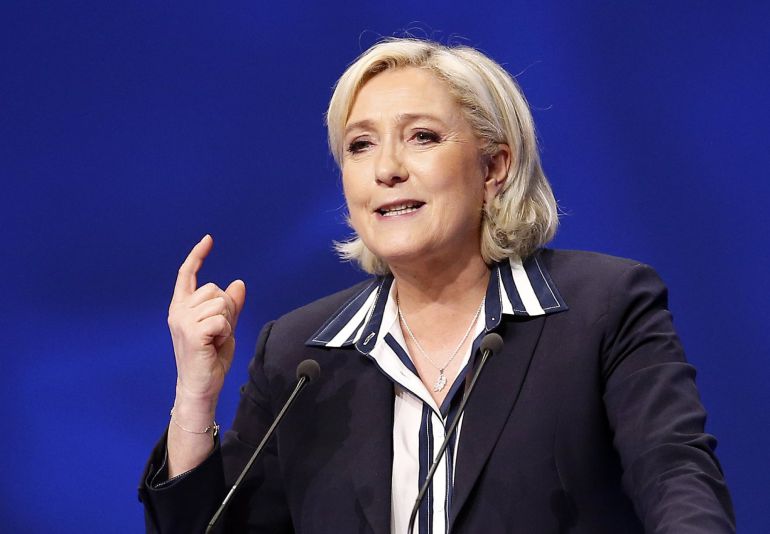 La candidata a las elecciones presidenciales francesas por el partido de extrema derecha Frente Nacional (FN), Marie Le Pen La candidata a las elecciones presidenciales francesas por el partido de extrema derecha Frente Nacional (FN), Marie Le Pen