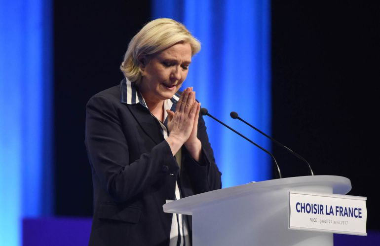 Marine Le Pen candidata del Frente Nacional durante un discurso en Niza, Francia. Marine Le Pen candidata del Frente Nacional durante un discurso en Niza, Francia.