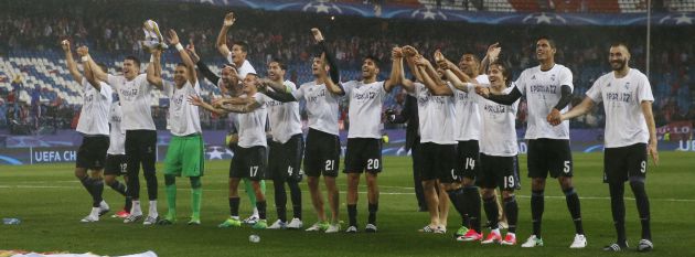 Los jugadores del Madrid celebran el pase a la final de Cardiff Los jugadores del Madrid celebran el pase a la final de Cardiff