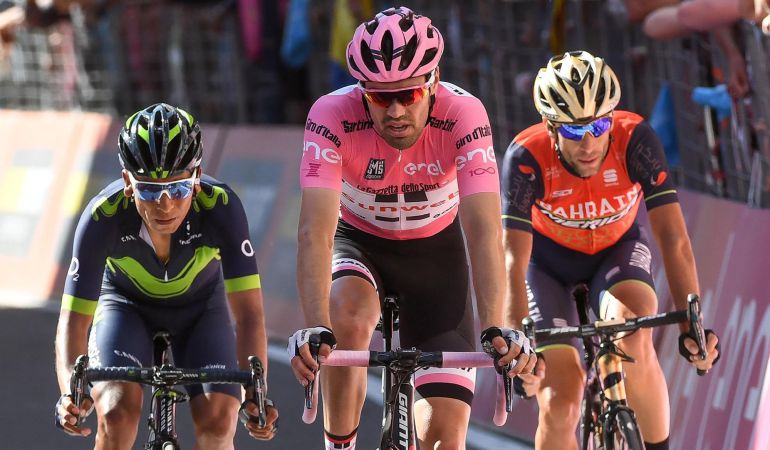 Dumoulin, Nibali y Quintana, en el tramo final de la etapa Dumoulin, Nibali y Quintana, en el tramo final de la etapa