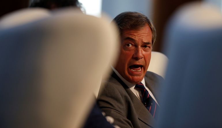 El creador de la UKIP, Nigel Farage, durante una conferencia esta semana en Estoril (Portugal) El creador de la UKIP, Nigel Farage, durante una conferencia esta semana en Estoril (Portugal)