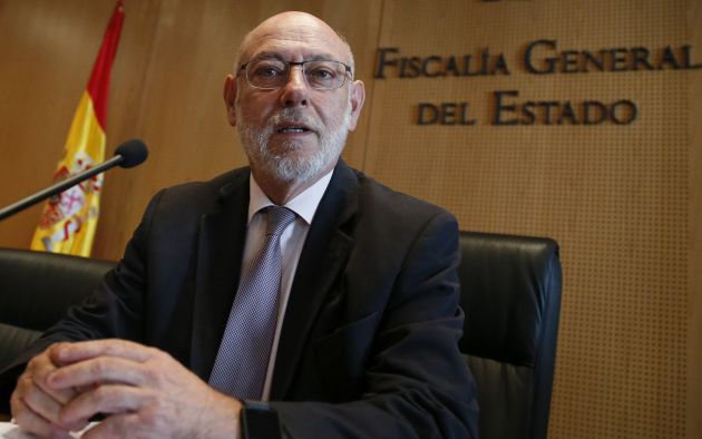 El fiscal general durante su comparecencia para anunciar la renuncia de Moix El fiscal general durante su comparecencia para anunciar la renuncia de Moix