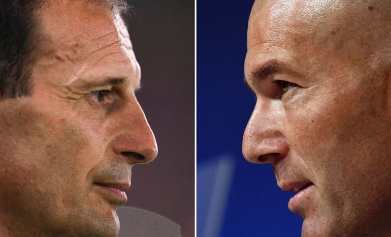 Fotos de Allegri, entrenador de la Juventus, y de Zidane, técnico del Real Madrid Fotos de Allegri, entrenador de la Juventus, y de Zidane, técnico del Real Madrid