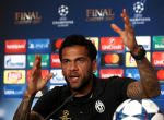 CARDIFF, WALES - JUNE 02: In this handout image provided by UEFA, Dani Alves of Juventus talks during a press conference prior to the UEFA Champions League Final between Juventus and Real Madrid at the National Stadium of Wales on June 2, 2017 in Cardiff, Wales. (Photo by Handout/UEFA via Getty Images)