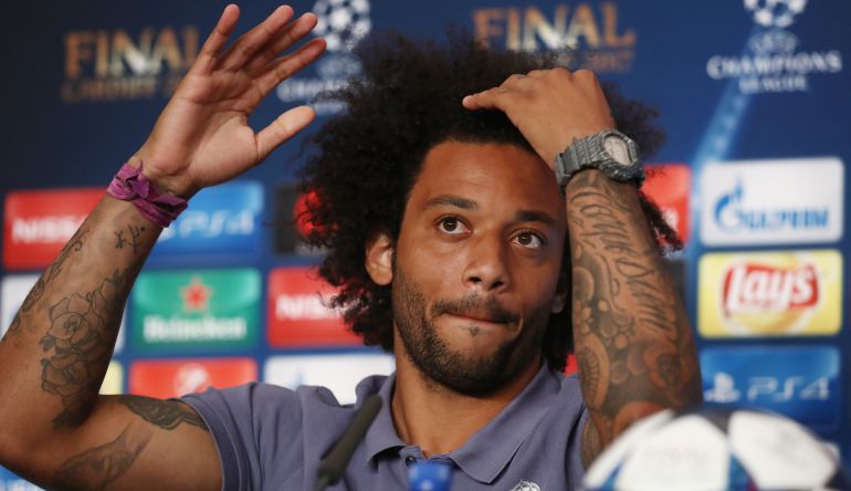 Marcelo, durante la rueda de prensa previa al partido Marcelo, durante la rueda de prensa previa al partido