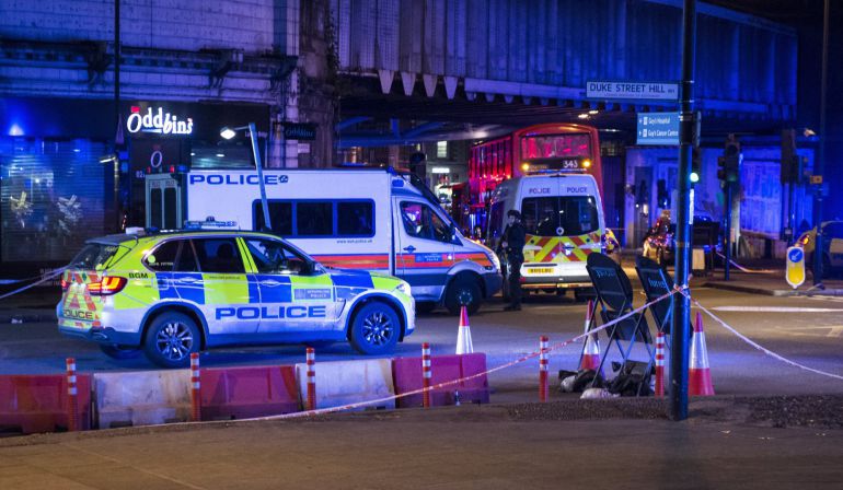 La policía de Londres, en London Bridge. La policía de Londres, en London Bridge.