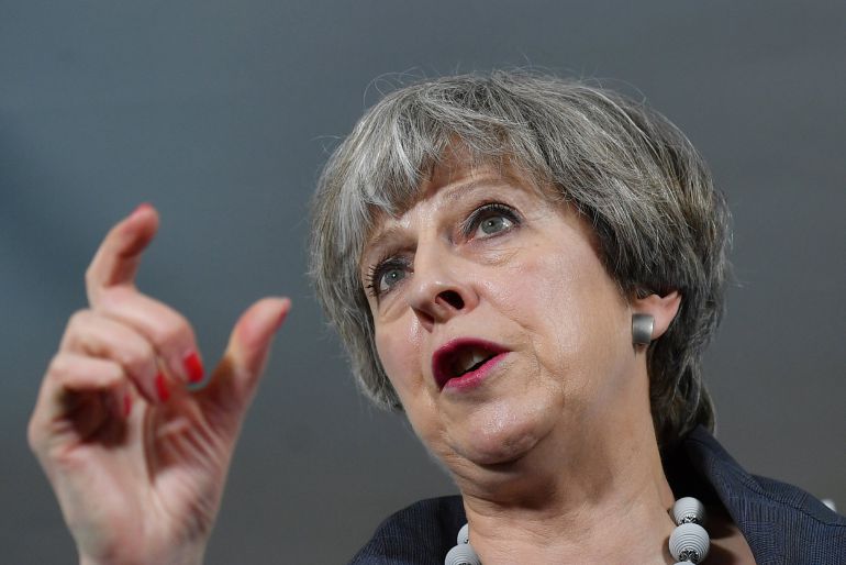 La primera ministra británica, Theresa May, durante un discurso La primera ministra británica, Theresa May, durante un discurso