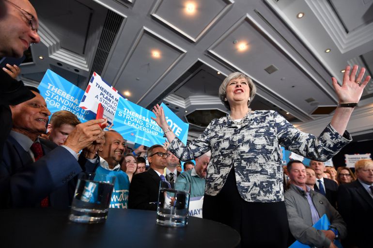 La primera ministra inglesa, Theresa May, durante un acto de campaña La primera ministra inglesa, Theresa May, durante un acto de campaña