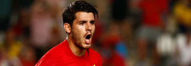 Morata celebra un gol con España Morata celebra un gol con España