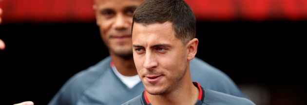 Hazard, durante una concentración con Bélgica Hazard, durante una concentración con Bélgica