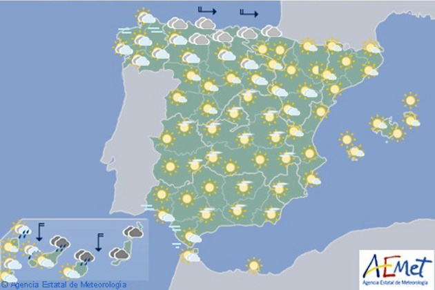 La previsión de Aemet para el jueves 15 de junio. La previsión de Aemet para el jueves 15 de junio.