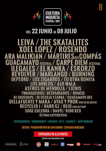 Cartel Festival Cultura Inquieta 2017. Cartel Festival Cultura Inquieta 2017.