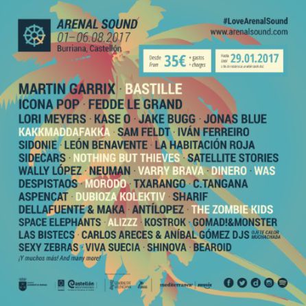 Cartel Arenal Sound 2017. Cartel Arenal Sound 2017.