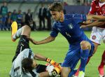 Krakow (Poland), 18/06/2017.- Andrew Hjulsager (R) of Denmark in action against Daniele Rugani (C) ant goalkeeper Gianluigi Donnarumma (L) of Italy during the UEFA European Under-21 Soccer Championship group C match between Denmark and Italy in Krakow, Poland, 18 June 2017. (Dinamarca, Cracovia, Polonia, Italia) EFE/EPA/STANISLAW ROZPEDZIK POLAND OUT