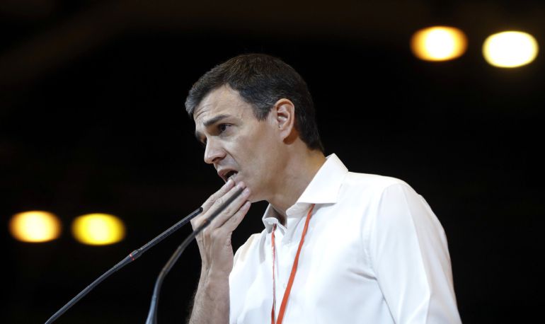Pedro Sánchez, nuevo secretario general del PSOE, durante el acto de clausura del Congreso Federal del partido. Pedro Sánchez, nuevo secretario general del PSOE, durante el acto de clausura del Congreso Federal del partido.