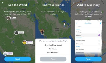 Imagen con las funciones del Snap Map. Imagen con las funciones del Snap Map.
