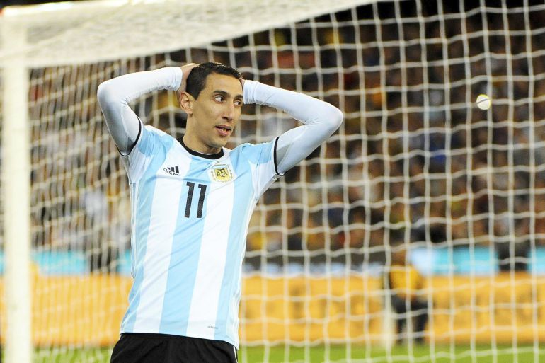 Ángel Di María durante el amistoso Argentina Brasil en junio de 2017. Ángel Di María durante el amistoso Argentina Brasil en junio de 2017.