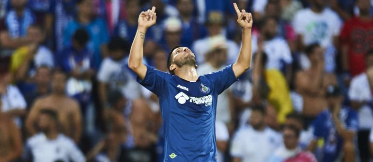 Dani Pacheco celebra uno de sus goles al Tenerife. Dani Pacheco celebra uno de sus goles al Tenerife.