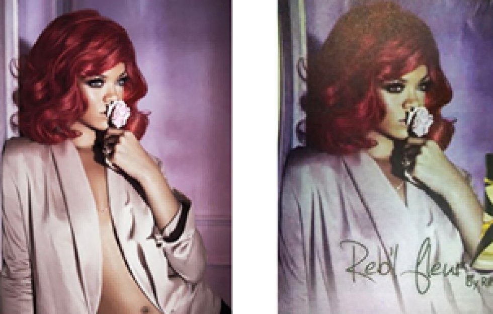 Cuando Rihanna presentó su perfume Reb'l Fleur, la prensa se vio obligada a abotonarle digitalmente la chaqueta. Cuando Rihanna presentó su perfume Reb'l Fleur, la prensa se vio obligada a abotonarle digitalmente la chaqueta.
