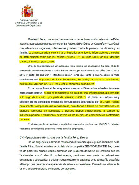 Extracto de la querella de la Fiscalía Extracto de la querella de la Fiscalía