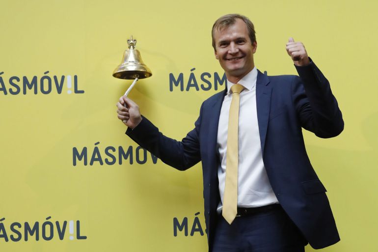 El consejero delegado de MásMóvil, Meinrad Spenger, durante el acto de salida al Mercado Continuo de la Bolsa. EFE Juan Carlos Hidalgo El consejero delegado de MásMóvil, Meinrad Spenger, durante el acto de salida al Mercado Continuo de la Bolsa. EFE Juan Carlos Hidalgo