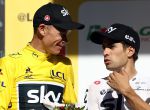 RODEZ, FRANCE - JULY 15: Chris Froome (l) of Great Britain and Team Sky chats to team mate Mikel Landa of Spain after stage 14 of the 2017 Le Tour de France, a 181.5km stage from Blagnac to Rodez on July 15, 2017 in Rodez, France. (Photo by Bryn Lennon/Getty Images)