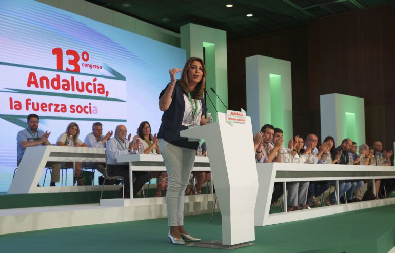 La presidenta andaluza y secretaria general del PSOE-A, Susana Díaz, durante su intervención en el 13 Congreso del PSOE Andaluz La presidenta andaluza y secretaria general del PSOE-A, Susana Díaz, durante su intervención en el 13 Congreso del PSOE Andaluz