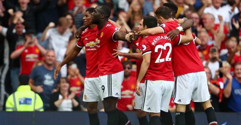 Los jugadores del Manchester United celebran el primer tanto ante el West Ham Los jugadores del Manchester United celebran el primer tanto ante el West Ham