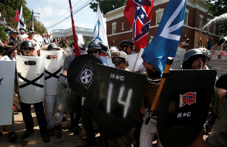 Momento de la manifestación convocada en Charlottesville, Virginia. Momento de la manifestación convocada en Charlottesville, Virginia.