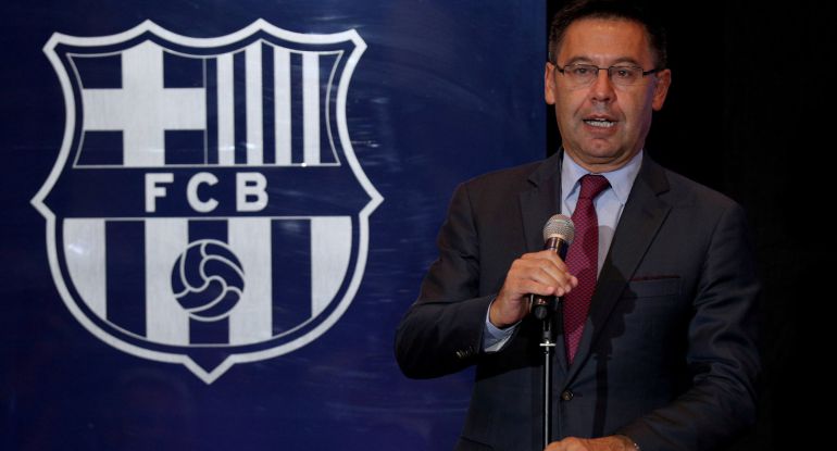 Josep María Bartomeu, durante la presentación de Ousmané Dembélé Josep María Bartomeu, durante la presentación de Ousmané Dembélé