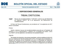 Queda suspendida oficialmente la convocatoria del referéndum de Cataluña