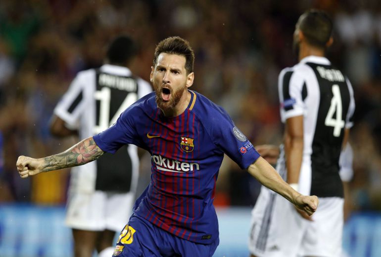 Messi celebra su primer gol ante la Juventus Messi celebra su primer gol ante la Juventus