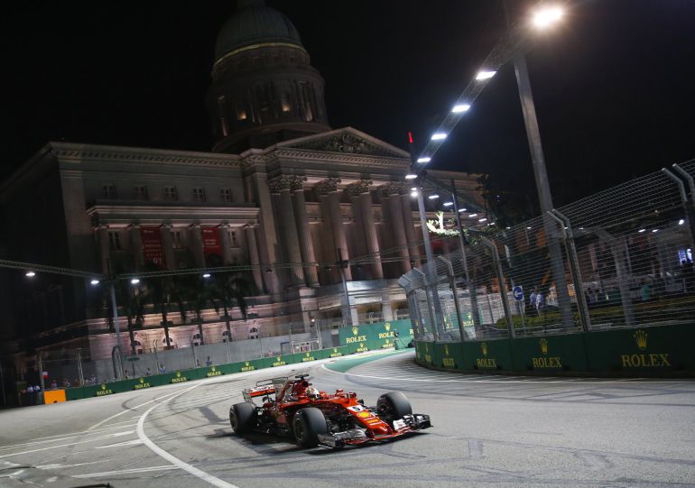 Sebastian Vettel durante el GP de Singapur. Sebastian Vettel durante el GP de Singapur.