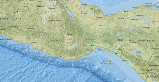 El epicentro del nuevo terremoto se ha registrado a 123 kilómetros al sureste de Salina Cruz, en el estado de Oaxaca El epicentro del nuevo terremoto se ha registrado a 123 kilómetros al sureste de Salina Cruz, en el estado de Oaxaca
