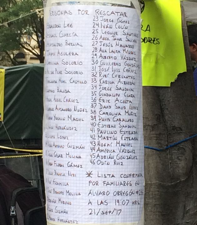 Las personas que continúan desparecidas están apuntadas en una hoja de papel. Las personas que continúan desparecidas están apuntadas en una hoja de papel.