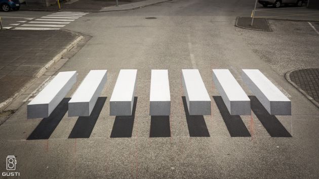 Pasos de peatones en 3D para que reduzcas la velocidad