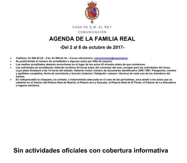 La agenda de la Familia Real La agenda de la Familia Real