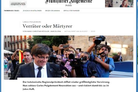 portada del FAZ sobre la crisis catalana portada del FAZ sobre la crisis catalana