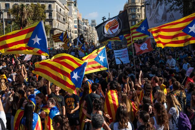 Manifestación de estudiantes en el centro de Barcelona. Manifestación de estudiantes en el centro de Barcelona.
