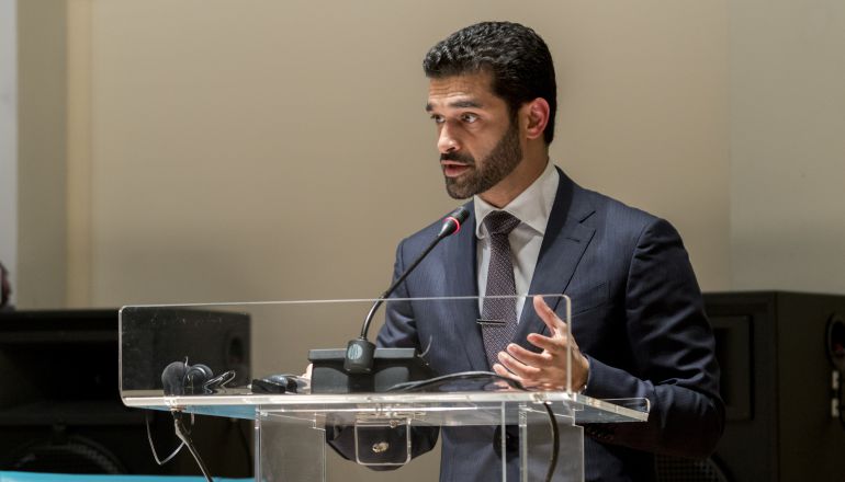 Hassan Al Thawadi, presidente del comité organizador del Mundial de Catar 2022 durante su intervención en Madrid Hassan Al Thawadi, presidente del comité organizador del Mundial de Catar 2022 durante su intervención en Madrid