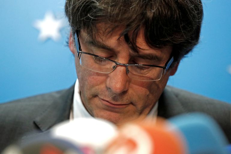 El expresident catalán, Carles Puigdemont, durante su comparecencia en Bruselas El expresident catalán, Carles Puigdemont, durante su comparecencia en Bruselas